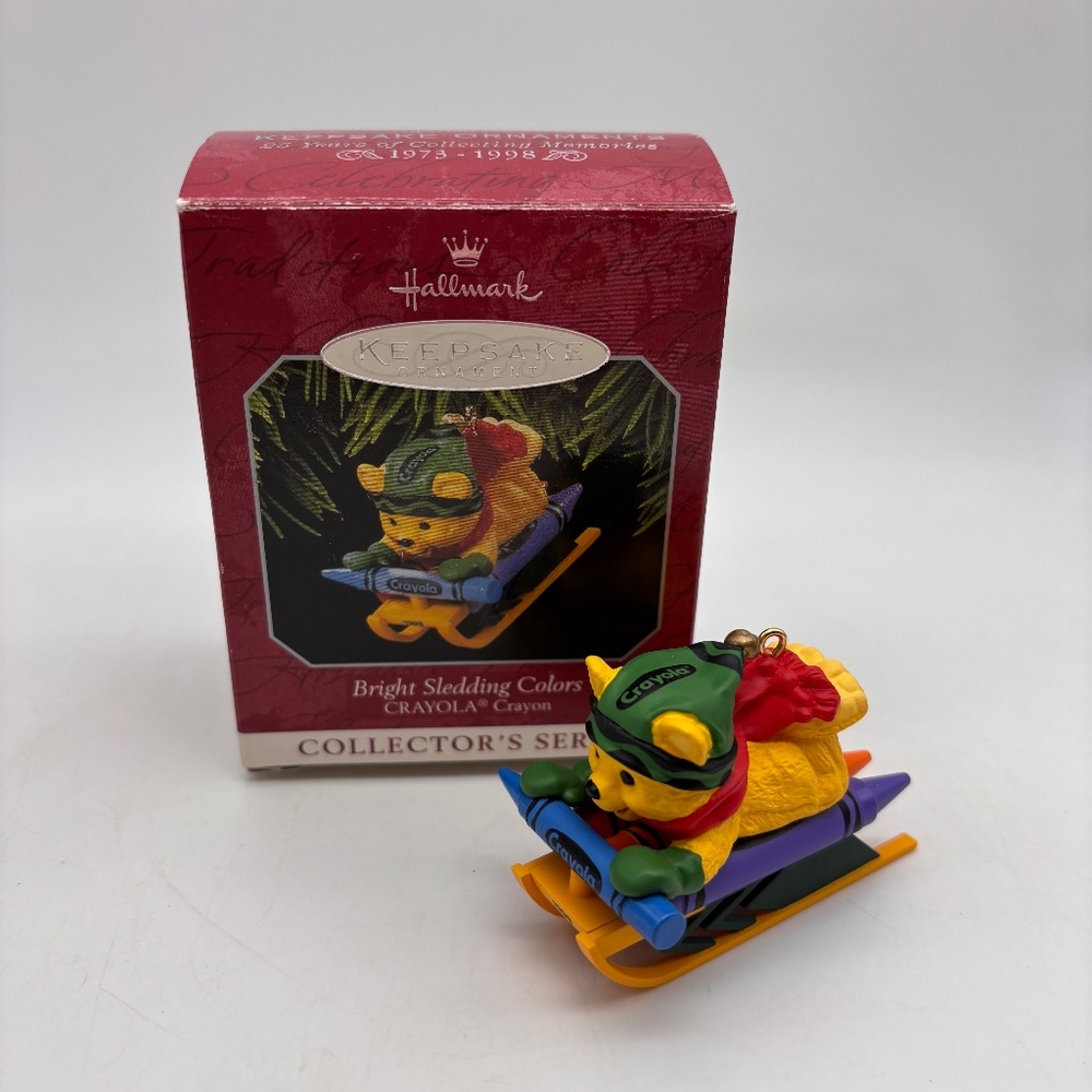 Hallmark Keepsake Crayola Crayons Bright Sledding Colors Christmas Ornament